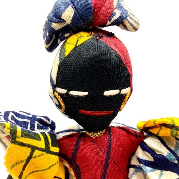 Handcrafted West African Dolls Traditional Senegal Attire Set Of 2  8" Standing - Picture 2 of 8